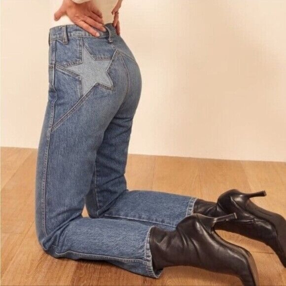 Reformation Star Pocket Ankle Jeans Size 27 Ultra High Rise Straight Iskar Wash - Picture 1 of 12